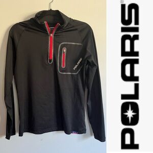 Polaris women’s 1/4 zip black/red trim size Medium.